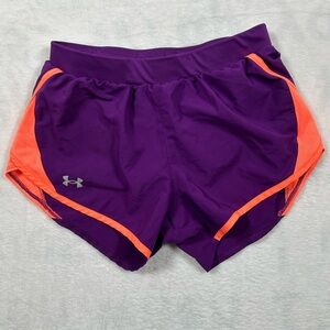 Under Armour HeatGear Fly-By 2.0 Active Running Shorts Small Purple Neon Orange